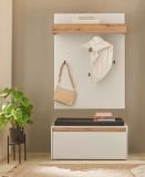 Garderobenpaneel Center in wei und Wotan Eiche Wandgarderobe 100 x 135 cm