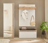 Garderobe Set 4-teilig Center in wei und Wotan Eiche Garderobenkombination 170 x 200 cm