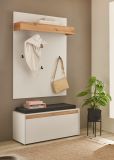 Garderobe Set 3-teilig Center in wei und Wotan Eiche Garderobenkombination 100 x 200 cm