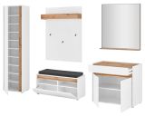 Garderobe Set 6-teilig Center in wei und Wotan Eiche Garderobenkombination 260 x 200 cm