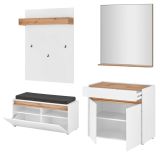 Garderobe Set 5-teilig Center in wei und Wotan Eiche Garderobenkombination 190 x 200 cm