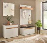 Garderobe Set 5-teilig Center in wei und Wotan Eiche Garderobenkombination 190 x 200 cm
