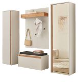 Garderobe Set 5-teilig Center in wei und Wotan Eiche Garderobenkombination 230 x 200 cm