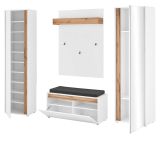 Garderobe Set 5-teilig Center in wei und Wotan Eiche Garderobenkombination 230 x 200 cm