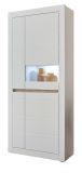 Vitrine Derby in wei matt und Evoke Eiche Vitrinenschrank 85 x 198 cm, Soft-Close-Funktion