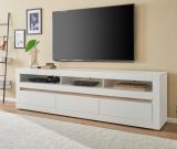 TV-Lowboard Derby in wei matt und Evoke Eiche TV-Unterteil 217 cm, Soft-Close-Funktion