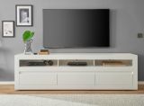 TV-Lowboard Derby in wei matt und Evoke Eiche TV-Unterteil 217 cm, Soft-Close-Funktion