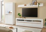 TV-Lowboard Derby in wei matt und Evoke Eiche TV-Unterteil 217 cm, Soft-Close-Funktion