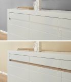 Sideboard Derby in wei matt und Evoke Eiche Kommode 217 x 90 cm, Soft-Close-Funktion