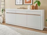 Sideboard Derby in wei matt und Evoke Eiche Kommode 217 x 90 cm, Soft-Close-Funktion