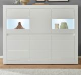 Highboard Derby in wei matt und Evoke Eiche Vitrine 165 x 132 cm, Soft-Close-Funktion