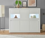 Highboard Derby in wei matt und Evoke Eiche Vitrine 165 x 132 cm, Soft-Close-Funktion