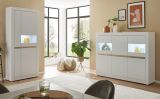 Highboard Derby in wei matt und Evoke Eiche Vitrine 165 x 132 cm, Soft-Close-Funktion