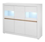 Highboard Derby in wei matt und Evoke Eiche Vitrine 165 x 132 cm, Soft-Close-Funktion