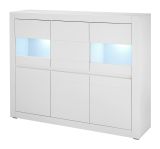 Highboard Derby in wei matt und Evoke Eiche Vitrine 165 x 132 cm, Soft-Close-Funktion