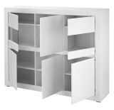 Highboard Derby in wei matt und Evoke Eiche Vitrine 165 x 132 cm, Soft-Close-Funktion