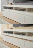 TV-Lowboard und Wandboard Derby in wei matt und Evoke Eiche, Set 2-teilig 217 cm, Soft-Close-Funktion