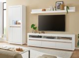 Wohnwand Derby in wei matt und Evoke Eiche Wohnkombination 3-teilig, Soft-Close-Funktion
