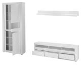 Wohnwand Derby in wei matt und Evoke Eiche Wohnkombination 3-teilig, Soft-Close-Funktion