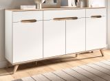 Sideboard Hygge in wei und Nox Eiche Kommode skandinavisch 185 x 95 cm, Soft-Close