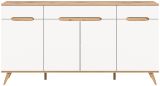 Sideboard Hygge in wei und Nox Eiche Kommode skandinavisch 185 x 95 cm, Soft-Close