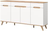 Sideboard Hygge in wei und Nox Eiche Kommode skandinavisch 185 x 95 cm, Soft-Close