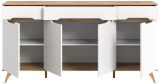 Sideboard Hygge in wei und Nox Eiche Kommode skandinavisch 185 x 95 cm, Soft-Close