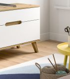 TV-Lowboard Hygge in wei und Nox Eiche TV Unterteil skandinavisch 140 cm, Soft-Close