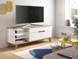 TV-Lowboard Hygge in wei und Nox Eiche TV Unterteil skandinavisch 140 cm, Soft-Close