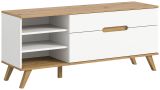 TV-Lowboard Hygge in wei und Nox Eiche TV Unterteil skandinavisch 140 cm, Soft-Close