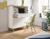 Sekretr Hygge in wei und Nox Eiche Schreibtisch skandinavisch 100 cm, Soft-Close