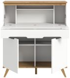 Sekretr Hygge in wei und Nox Eiche Schreibtisch skandinavisch 100 cm, Soft-Close