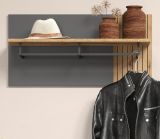 Garderobenpaneel Esteban in grau und Evoke Eiche Wandgarderobe 80 x 40 cm