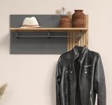 Garderobenpaneel Esteban in grau und Evoke Eiche Wandgarderobe 80 x 40 cm