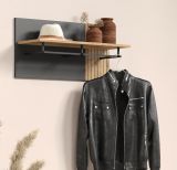 Garderobenpaneel Esteban in grau und Evoke Eiche Wandgarderobe 80 x 40 cm