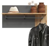 Garderobenpaneel Esteban in grau und Evoke Eiche Wandgarderobe 80 x 40 cm