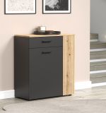 Schuhschrank Esteban in grau und Evoke Eiche Flurkommode 80 x 88 cm