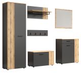 Garderobe Set 6-teilig Esteban in grau und Evoke Eiche Garderobenkombination 250 x 195 cm