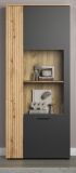 Vitrine Esteban in grau und Evoke Eiche Vitrinenschrank 80 x 195 cm
