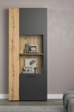 Vitrine Esteban in grau und Evoke Eiche Vitrinenschrank 80 x 195 cm