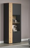 Vitrine Esteban in grau und Evoke Eiche Vitrinenschrank 80 x 195 cm