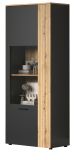 Vitrine Esteban in grau und Evoke Eiche Vitrinenschrank 80 x 195 cm