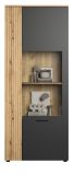 Vitrine Esteban in grau und Evoke Eiche Vitrinenschrank 80 x 195 cm