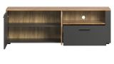 TV-Lowboard Esteban in grau und Evoke Eiche TV Unterteil 150 cm