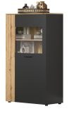 Highboard Esteban in grau und Evoke Eiche Vitrine 90 x 146 cm