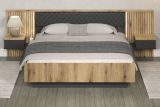 Bettanlage Esteban in grau und Evoke Eiche Doppelbett 180 x 200 cm inklusive LED-Beleuchtung