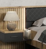 Bettanlage Esteban in grau und Evoke Eiche Doppelbett 180 x 200 cm inklusive LED-Beleuchtung