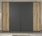 Kleiderschrank Esteban in grau und Evoke Eiche Schiebetrenschrank 4-trig 280 x 209 cm