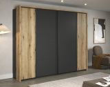 Kleiderschrank Esteban in grau und Evoke Eiche Schiebetrenschrank 4-trig 280 x 209 cm