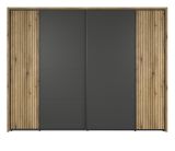 Kleiderschrank Esteban in grau und Evoke Eiche Schiebetrenschrank 4-trig 280 x 209 cm